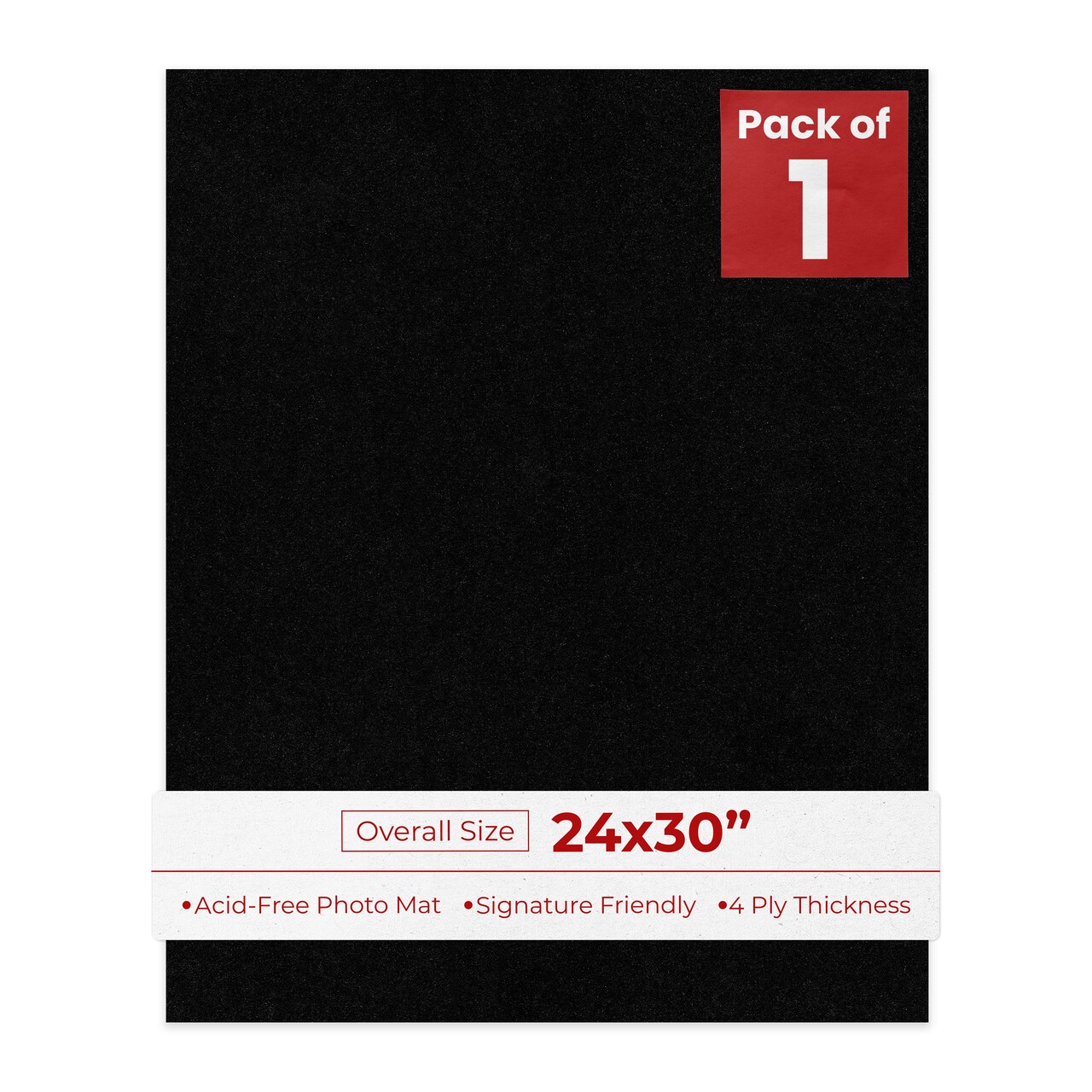 Black with Black Core 24x30 Uncut Mat Board - Blank Sheets, No Opening